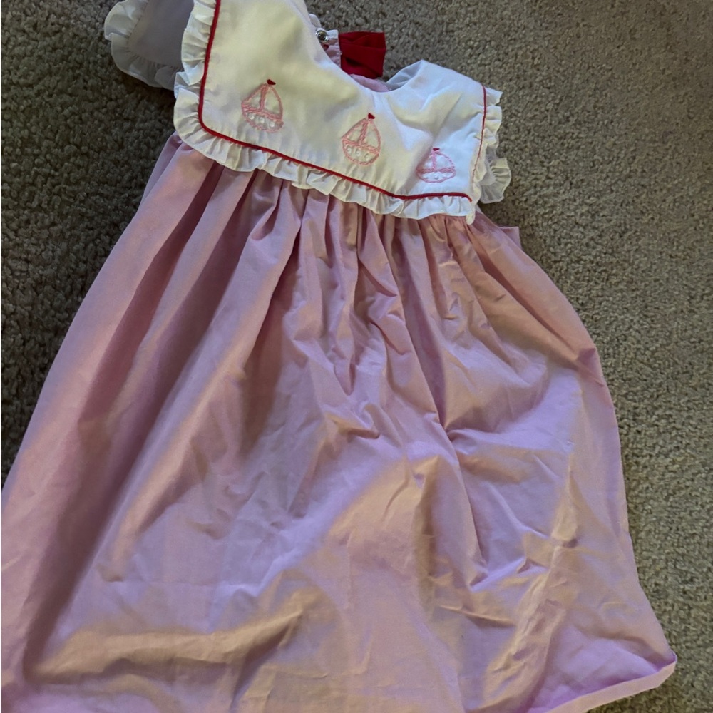 Petit Ami Pink and White Formal Kids Dress